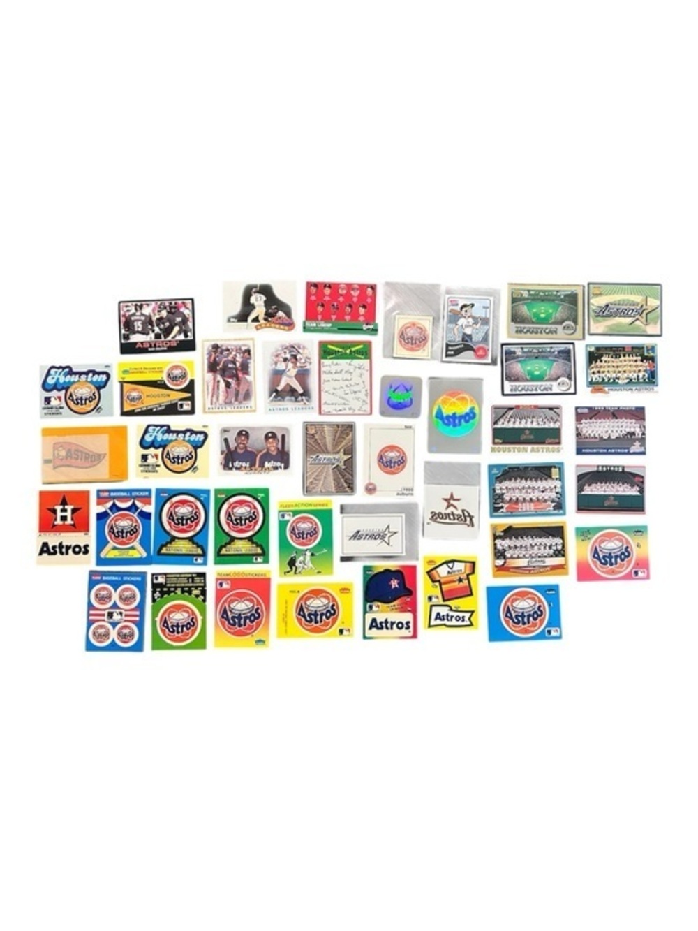 Vintage Houston Astros Sticker Card Lot Topps Fleer MLB Logos Holograms 40+